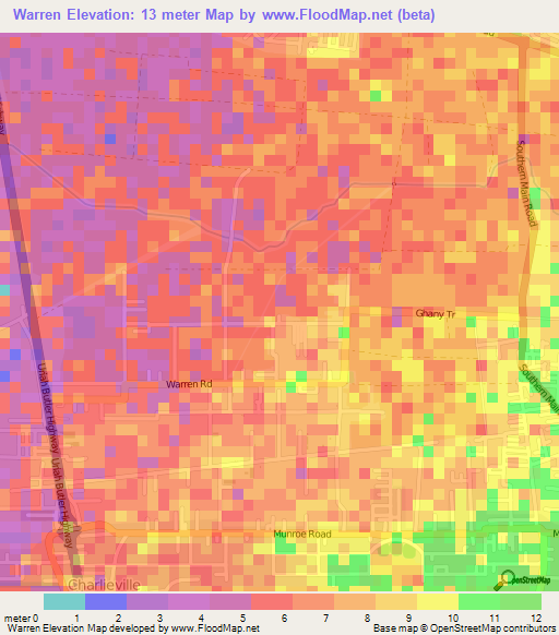 Warren,Trinidad and Tobago Elevation Map