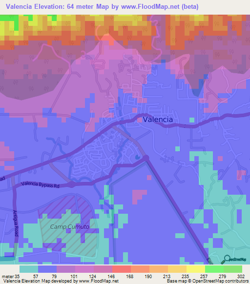 Valencia,Trinidad and Tobago Elevation Map