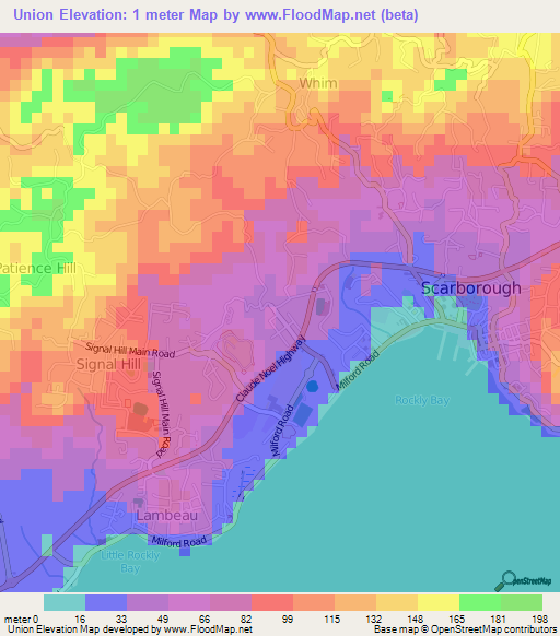 Union,Trinidad and Tobago Elevation Map