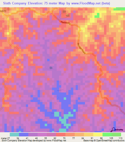 Sixth Company,Trinidad and Tobago Elevation Map
