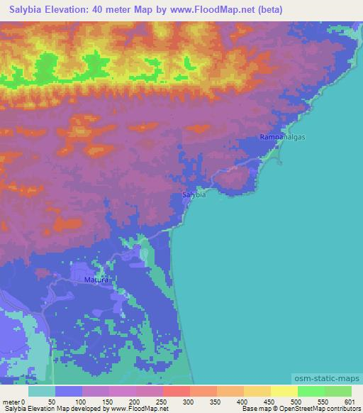 Salybia,Trinidad and Tobago Elevation Map