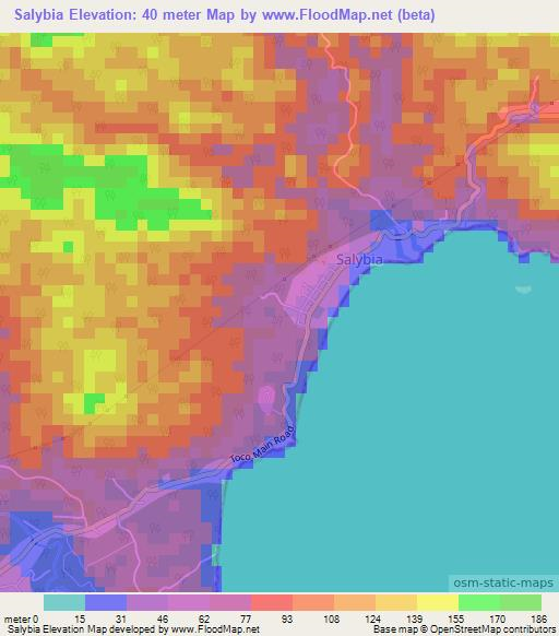 Salybia,Trinidad and Tobago Elevation Map