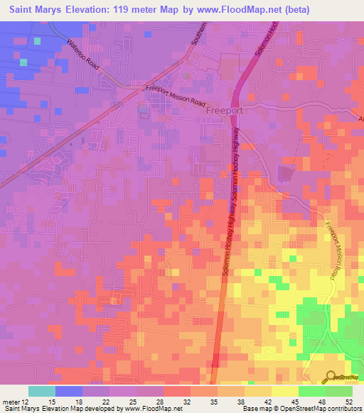 Saint Marys,Trinidad and Tobago Elevation Map