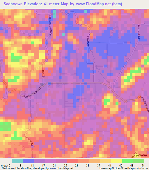 Sadhoowa,Trinidad and Tobago Elevation Map