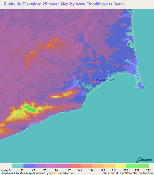 Rushville,Trinidad and Tobago Elevation Map