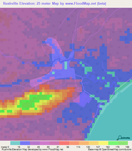 Rushville,Trinidad and Tobago Elevation Map