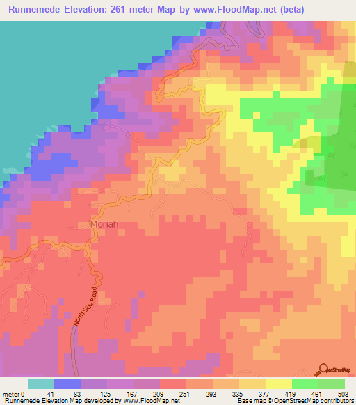 Runnemede,Trinidad and Tobago Elevation Map