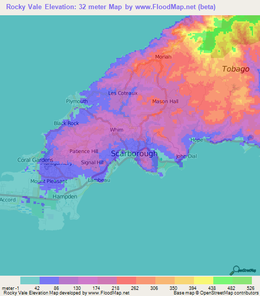 Rocky Vale,Trinidad and Tobago Elevation Map