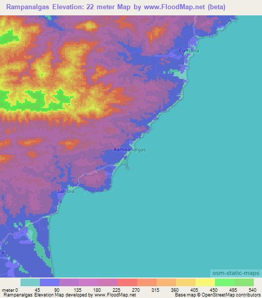 Rampanalgas,Trinidad and Tobago Elevation Map