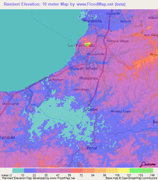 Rambert,Trinidad and Tobago Elevation Map