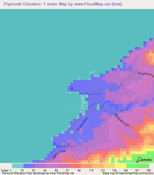 Plymouth,Trinidad and Tobago Elevation Map