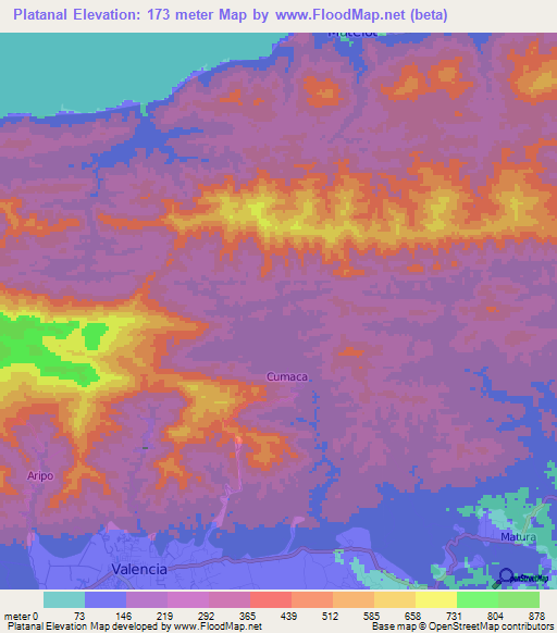 Platanal,Trinidad and Tobago Elevation Map