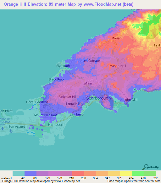 Orange Hill,Trinidad and Tobago Elevation Map