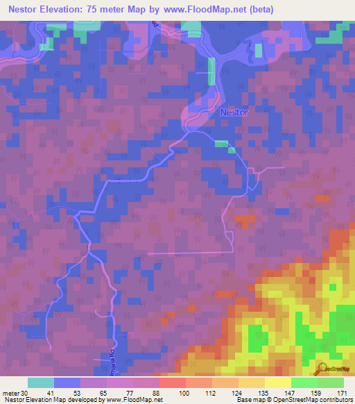 Nestor,Trinidad and Tobago Elevation Map