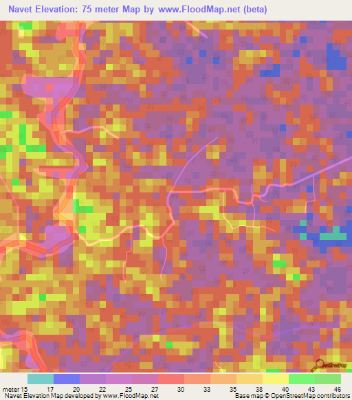 Navet,Trinidad and Tobago Elevation Map