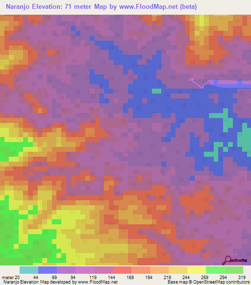 Naranjo,Trinidad and Tobago Elevation Map
