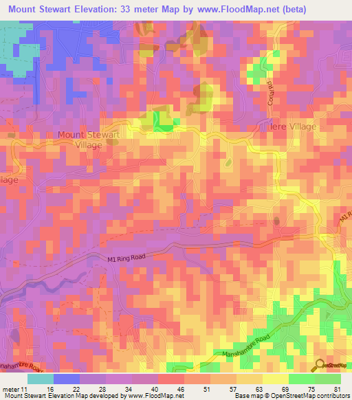 Mount Stewart,Trinidad and Tobago Elevation Map