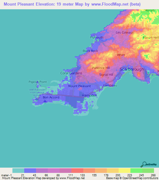 Mount Pleasant,Trinidad and Tobago Elevation Map