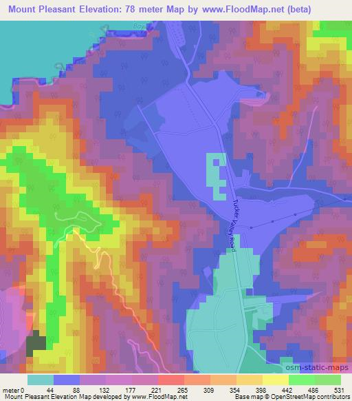 Mount Pleasant,Trinidad and Tobago Elevation Map