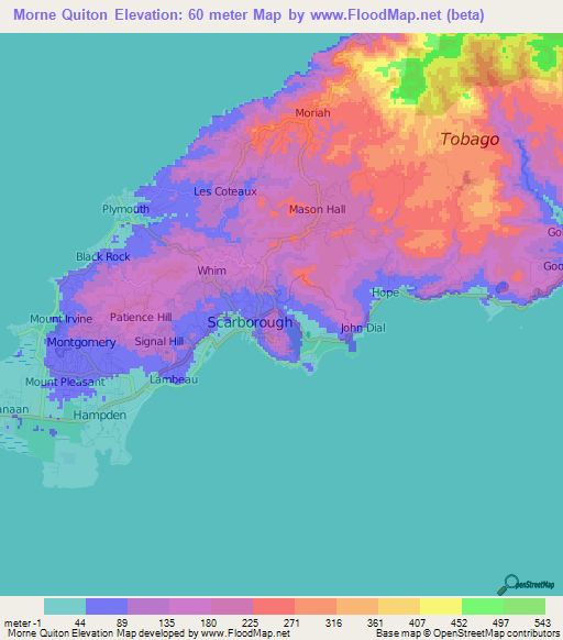 Morne Quiton,Trinidad and Tobago Elevation Map
