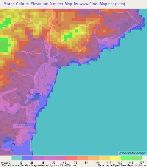 Morne Cabrite,Trinidad and Tobago Elevation Map
