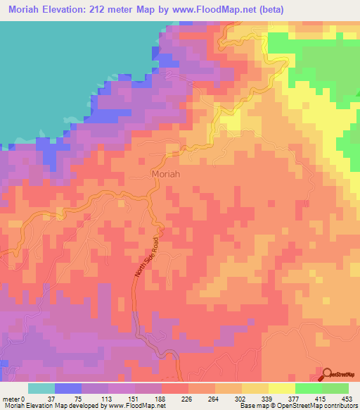 Moriah,Trinidad and Tobago Elevation Map