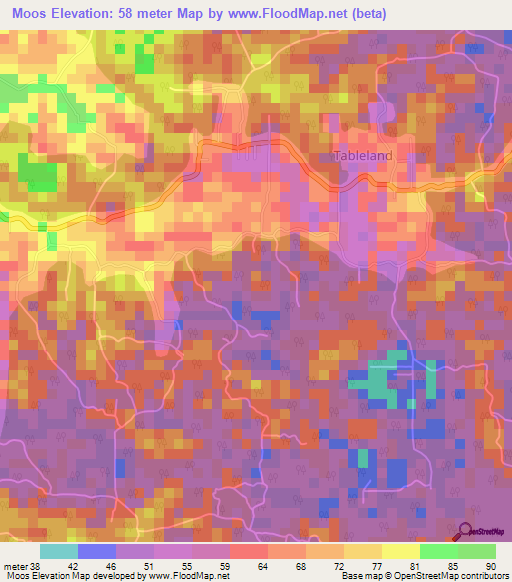 Moos,Trinidad and Tobago Elevation Map