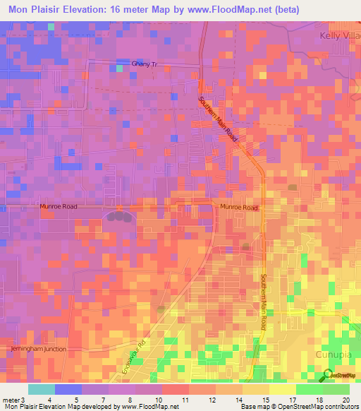 Mon Plaisir,Trinidad and Tobago Elevation Map