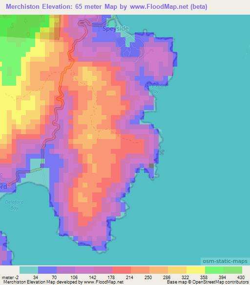 Merchiston,Trinidad and Tobago Elevation Map