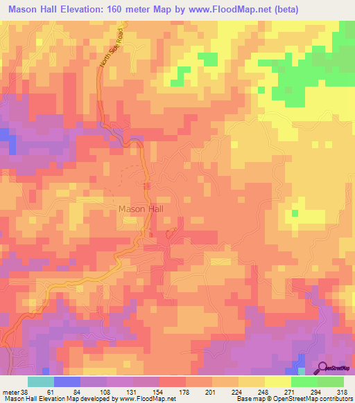 Mason Hall,Trinidad and Tobago Elevation Map