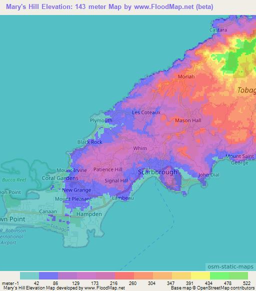 Mary's Hill,Trinidad and Tobago Elevation Map