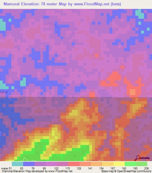 Mamoral,Trinidad and Tobago Elevation Map