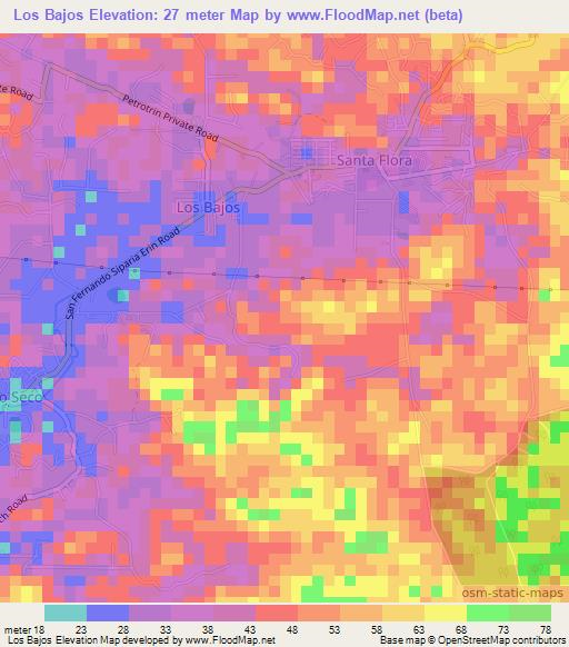 Los Bajos,Trinidad and Tobago Elevation Map