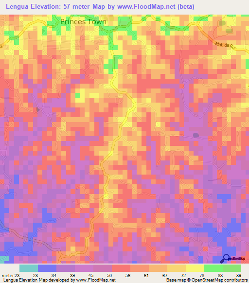 Lengua,Trinidad and Tobago Elevation Map
