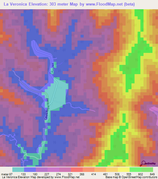 La Veronica,Trinidad and Tobago Elevation Map