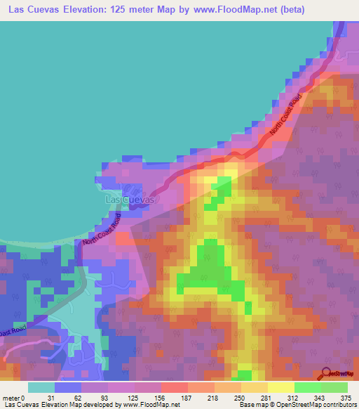 Las Cuevas,Trinidad and Tobago Elevation Map