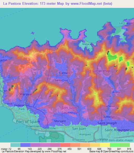 La Pastora,Trinidad and Tobago Elevation Map