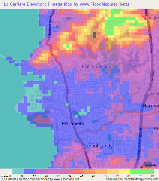 La Carriere,Trinidad and Tobago Elevation Map