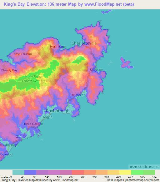 King's Bay,Trinidad and Tobago Elevation Map
