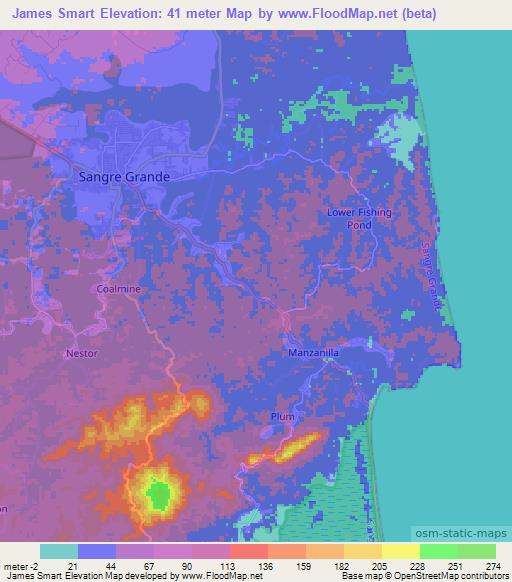 James Smart,Trinidad and Tobago Elevation Map
