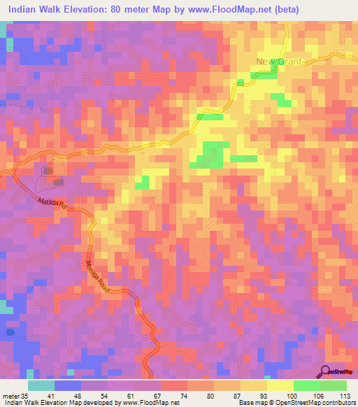 Indian Walk,Trinidad and Tobago Elevation Map