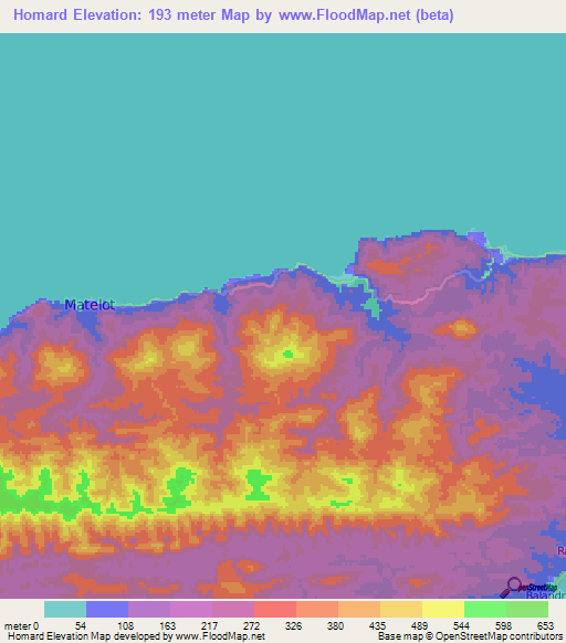 Homard,Trinidad and Tobago Elevation Map