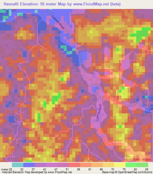 Hasnalli,Trinidad and Tobago Elevation Map