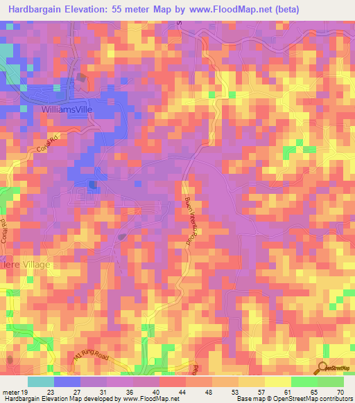 Hardbargain,Trinidad and Tobago Elevation Map