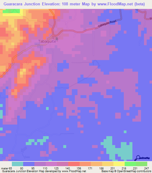 Guaracara Junction,Trinidad and Tobago Elevation Map
