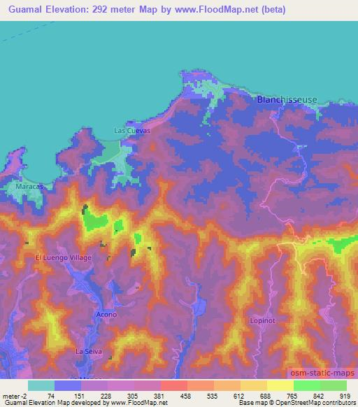 Guamal,Trinidad and Tobago Elevation Map