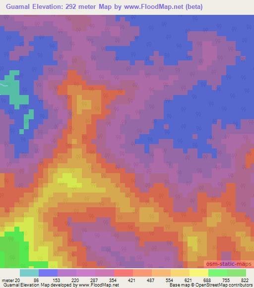 Guamal,Trinidad and Tobago Elevation Map