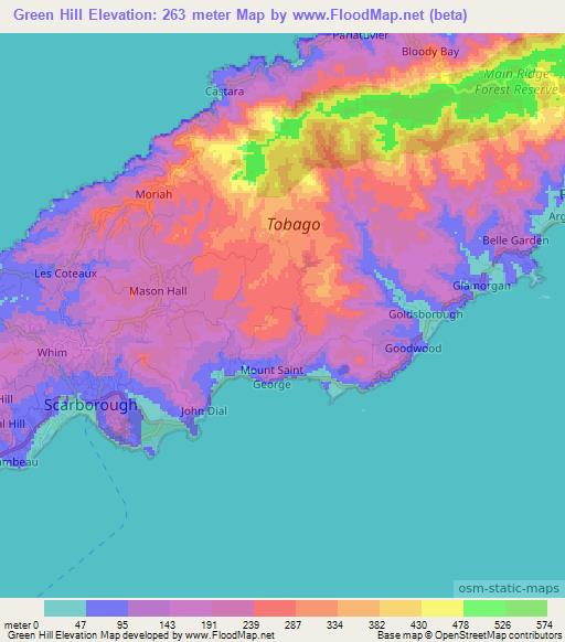 Green Hill,Trinidad and Tobago Elevation Map
