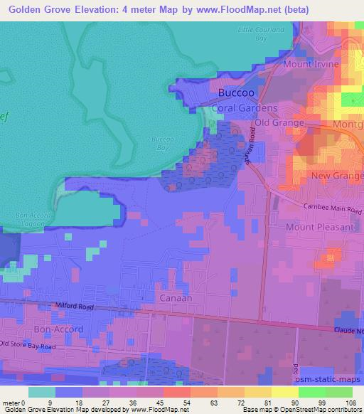 Golden Grove,Trinidad and Tobago Elevation Map
