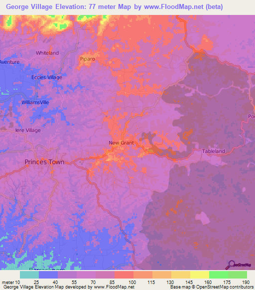 George Village,Trinidad and Tobago Elevation Map